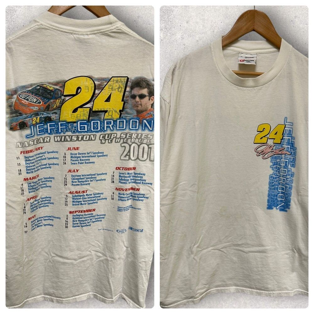 2001 Jeff Gordon‎ Nascar Double Sided Graphic T Shirt White XL
